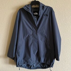 North face gray long rain jacket women’s size medium